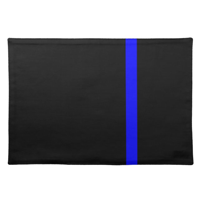 The Symbolic Thin Blue Line on a black decor Placemat (Front)