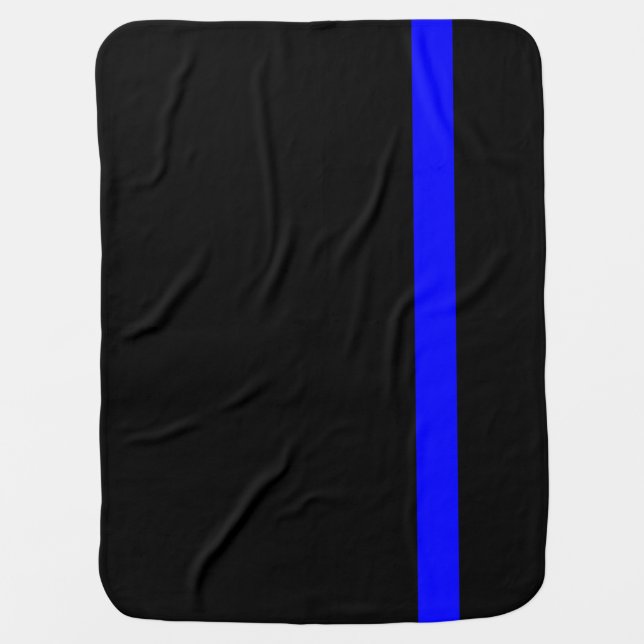The Symbolic Thin Blue Line on a black decor Receiving Blanket (Front)
