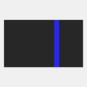 The Symbolic Thin Blue Line on a black decor Rectangular Sticker