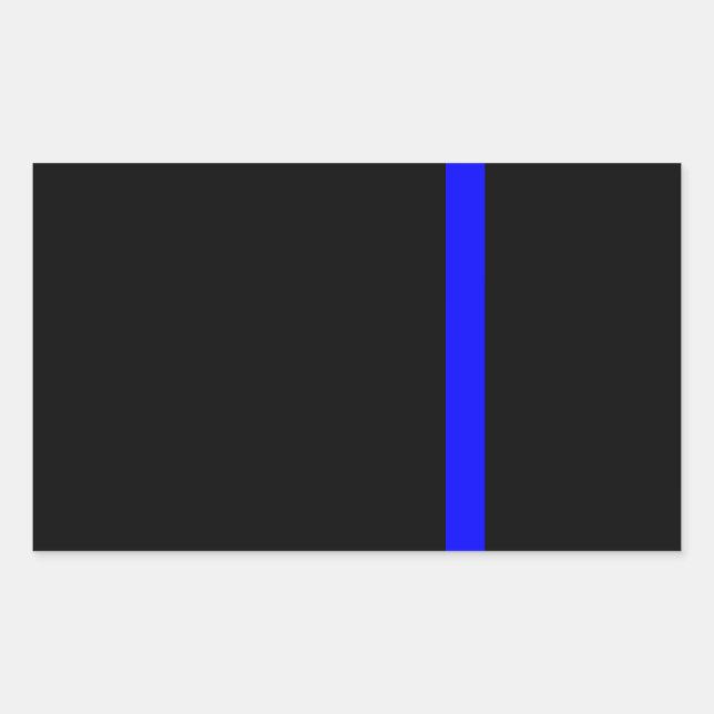 The Symbolic Thin Blue Line on a black decor Rectangular Sticker (Front)
