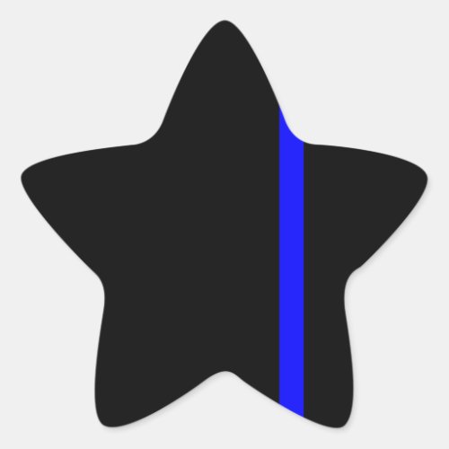 The Symbolic Thin Blue Line on a black decor Star Sticker