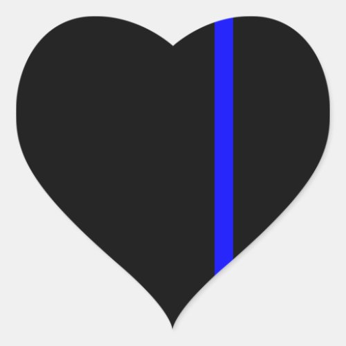 The Symbolic Thin Blue Line on Black Heart Sticker