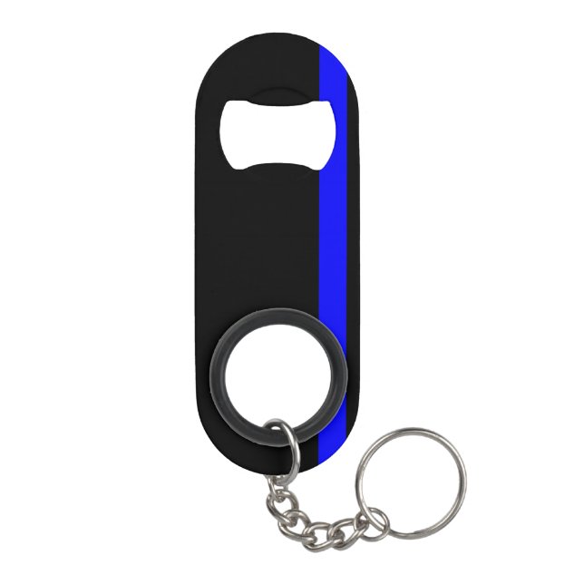 The Symbolic Thin Blue Line on Black Keychain Bottle Opener (Back)