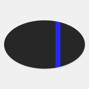 The Symbolic Thin Blue Line on Black Oval Sticker