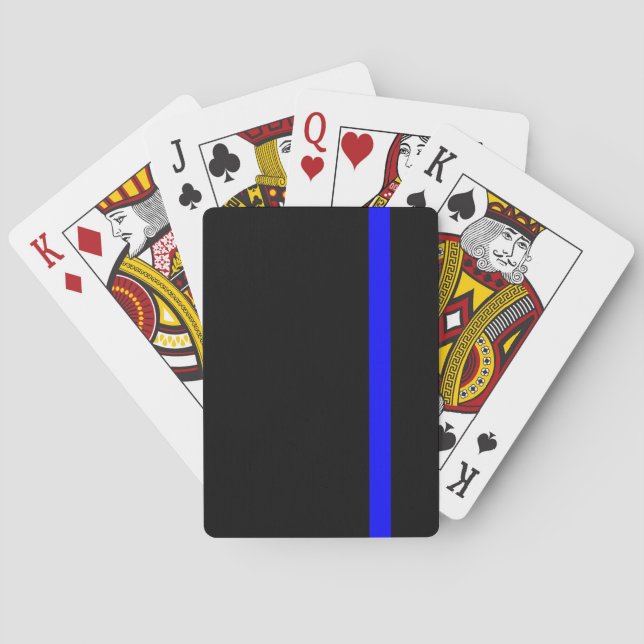 The Symbolic Thin Blue Line on Black Poker Cards (Back)
