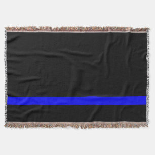 The Symbolic Thin Blue Line on Black Throw Blanket