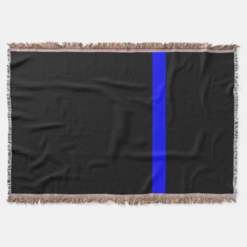 The Symbolic Thin Blue Line on Black Throw Blanket