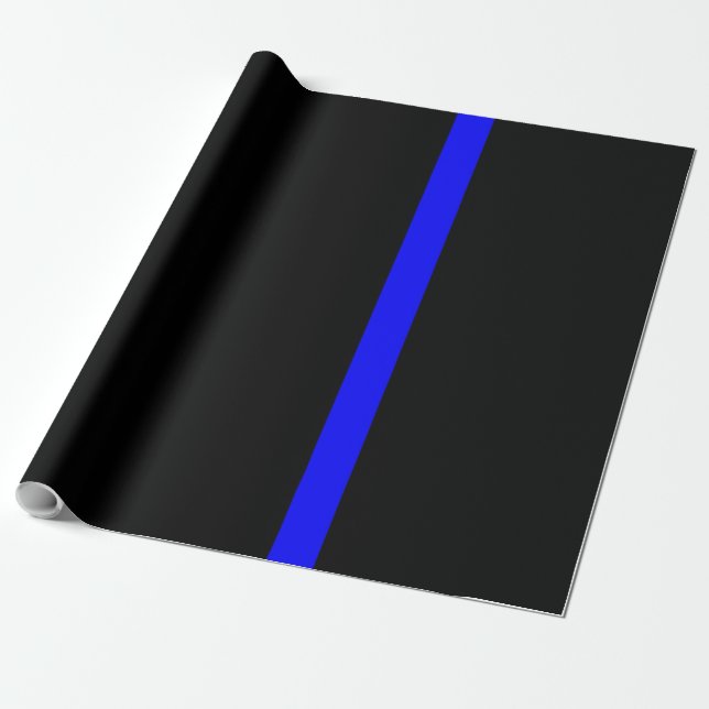 The Symbolic Thin Blue Line on Black Wrapping Paper (Unrolled)