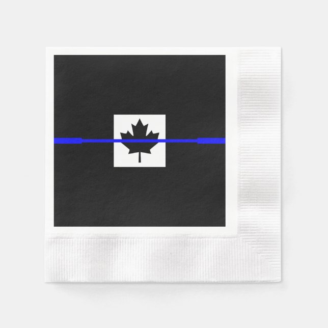 The Symbolic Thin Blue Line on Canadian Flag Paper Napkins (Front)