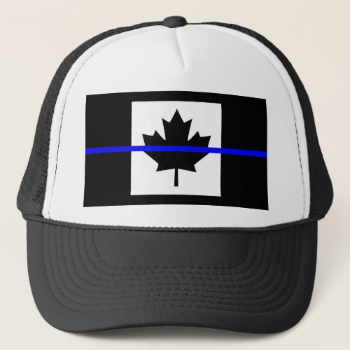 The Symbolic Thin Blue Line on Canadian Maple Leaf Trucker Hat