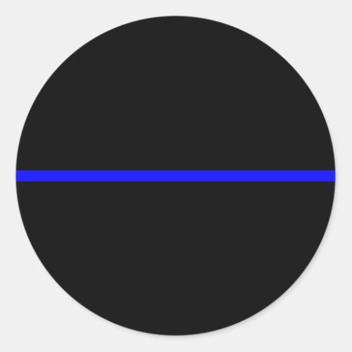 The Symbolic Thin Blue Line on Solid Black Classic Round Sticker