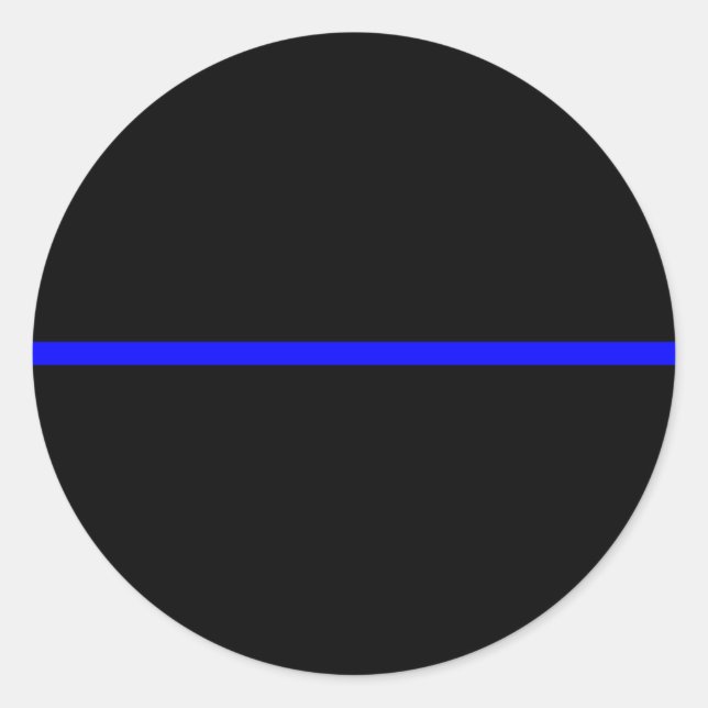 The Symbolic Thin Blue Line on Solid Black Classic Round Sticker (Front)