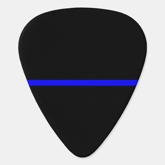 The Symbolic Thin Blue Line on Solid Black Guitar Pick (Back)