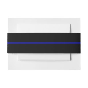 The Symbolic Thin Blue Line on Solid Black Invitation Belly Band