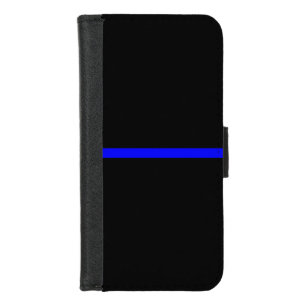 The Symbolic Thin Blue Line on Solid Black iPhone 8/7 Wallet Case