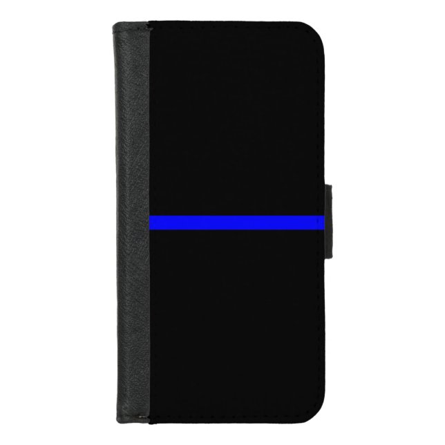 The Symbolic Thin Blue Line on Solid Black iPhone Wallet Case (Front)