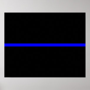 The Symbolic Thin Blue Line on Solid Black Poster