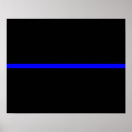 The Symbolic Thin Blue Line on Solid Black Poster | Zazzle