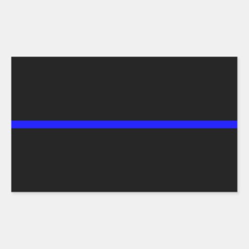 The Symbolic Thin Blue Line on Solid Black Rectangular Sticker