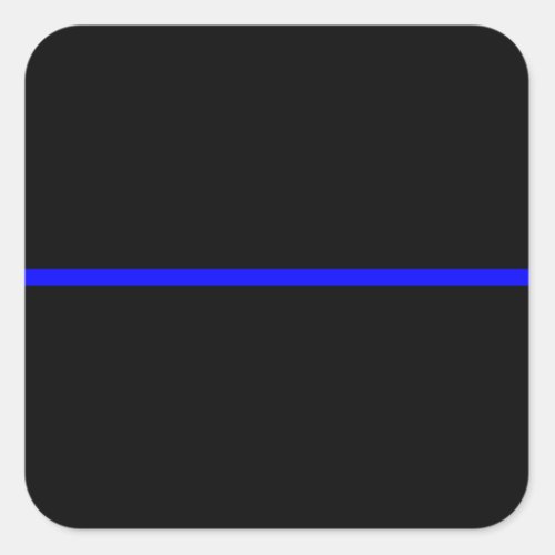 The Symbolic Thin Blue Line on Solid Black Square Sticker