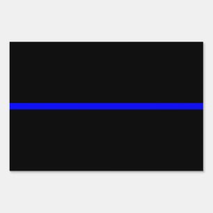The Symbolic Thin Blue Line on Solid Black Yard Sign