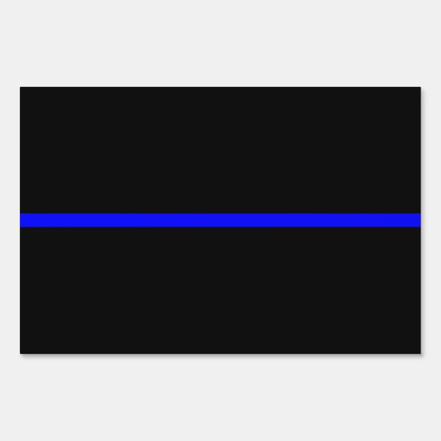 The Symbolic Thin Blue Line on Solid Black Yard Sign (Front)
