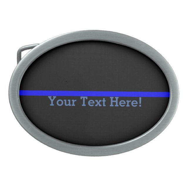 The Symbolic Thin Blue Line Personalize This Belt Buckle (Front)