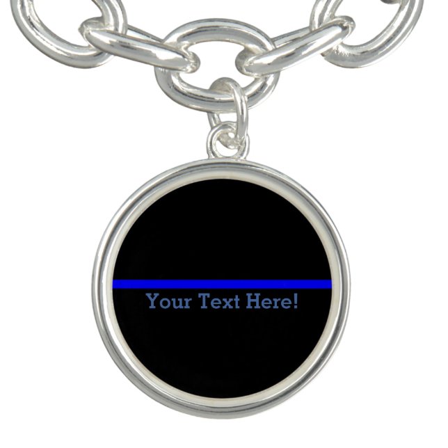 The Symbolic Thin Blue Line Personalize This Charm Bracelet (Design)