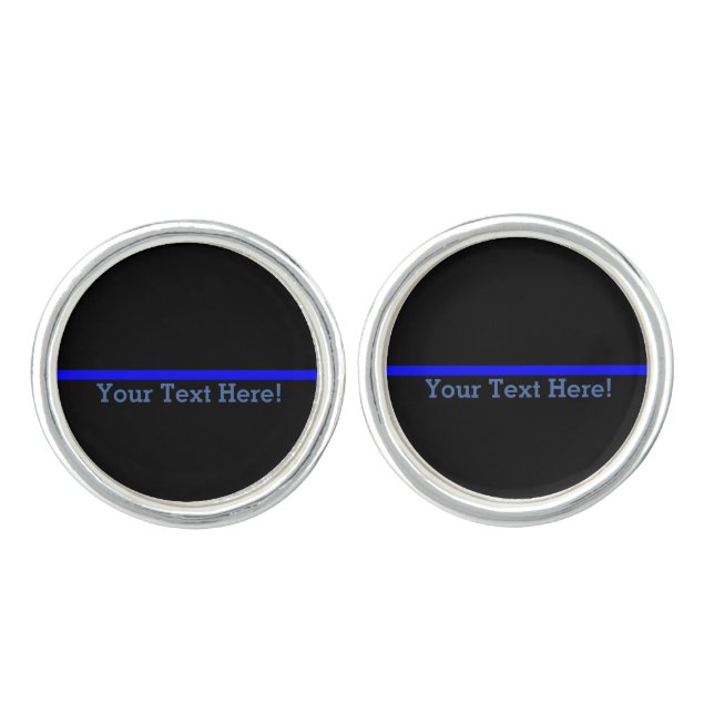 The Symbolic Thin Blue Line Personalize This Cufflinks (Front)
