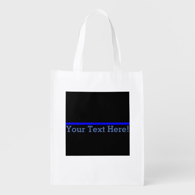 The Symbolic Thin Blue Line Personalize This Reusable Grocery Bag (Front)