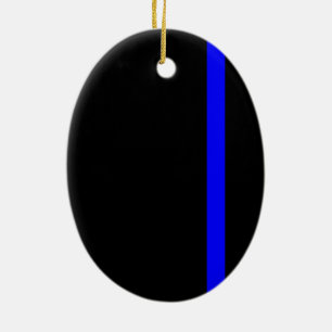 The Symbolic Thin Blue Line Vertical Black Ceramic Ornament