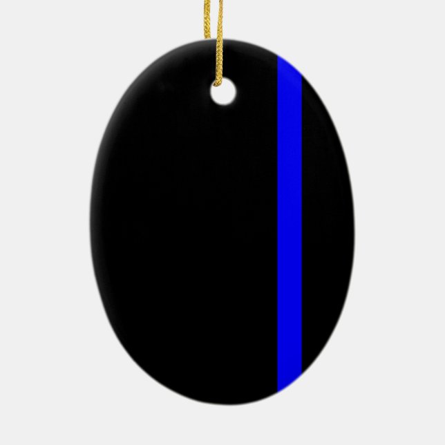 The Symbolic Thin Blue Line Vertical Black Ceramic Ornament (Back)