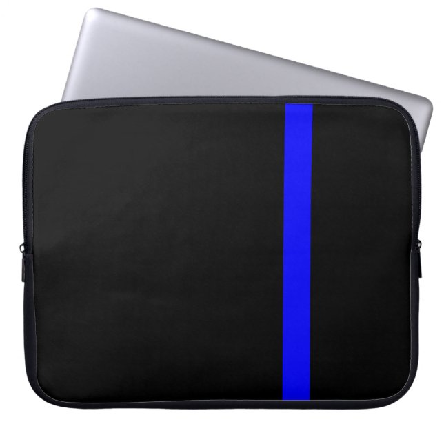 The Symbolic Thin Blue Line Vertical Black Laptop Sleeve (Front)