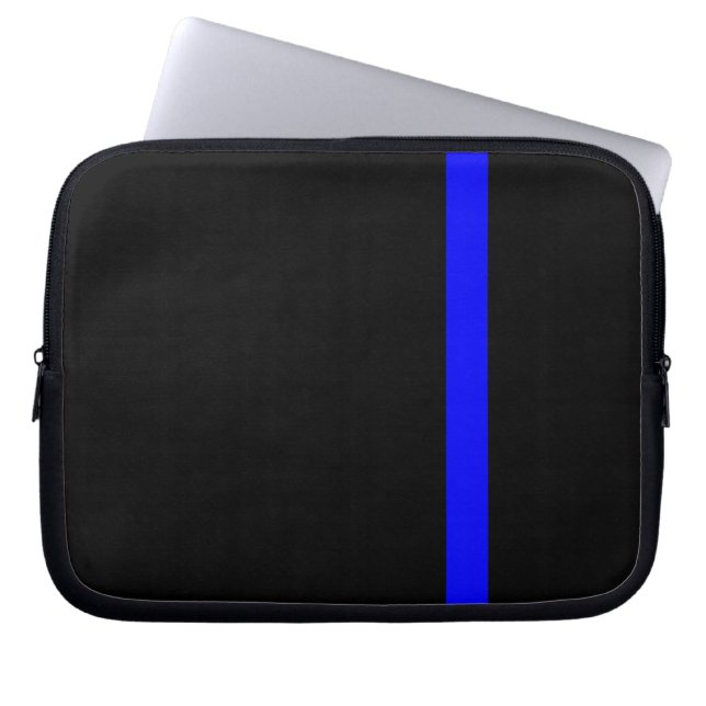 The Symbolic Thin Blue Line Vertical Black Laptop Sleeve (Front)