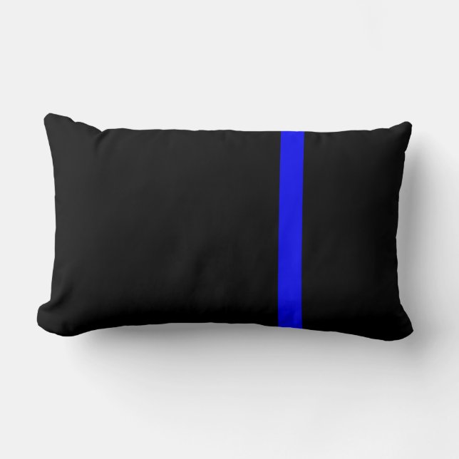 The Symbolic Thin Blue Line Vertical Black Lumbar Pillow (Front)