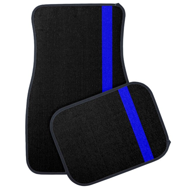 The Symbolic Thin Blue Line Vertical Style Car Floor Mat (Set)
