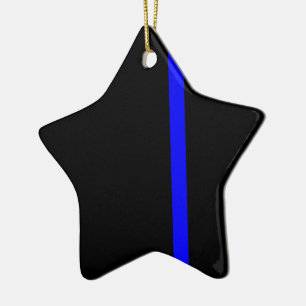 The Symbolic Thin Blue Line Vertical Style Ceramic Ornament