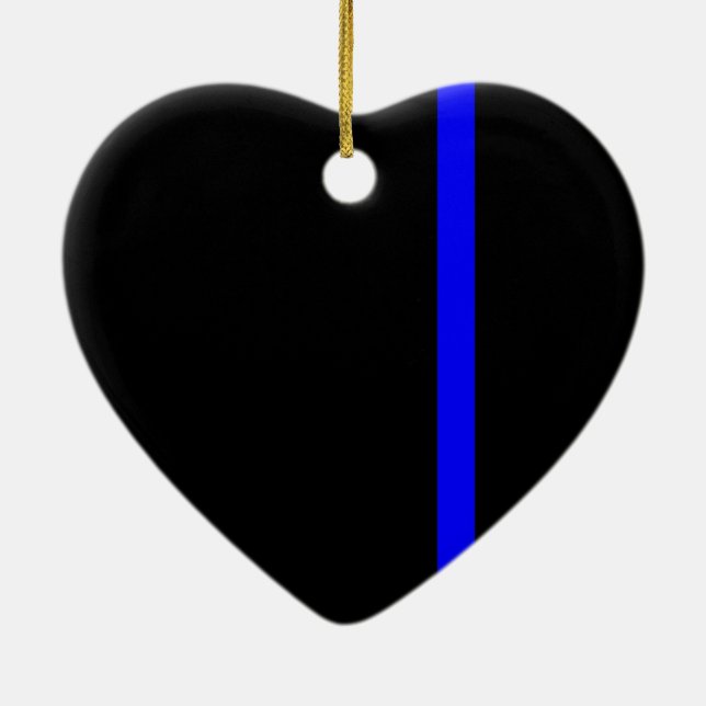 The Symbolic Thin Blue Line Vertical Style Ceramic Ornament (Back)