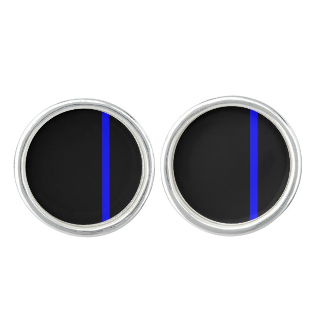 The Symbolic Thin Blue Line Vertical Style Cufflinks (Front)