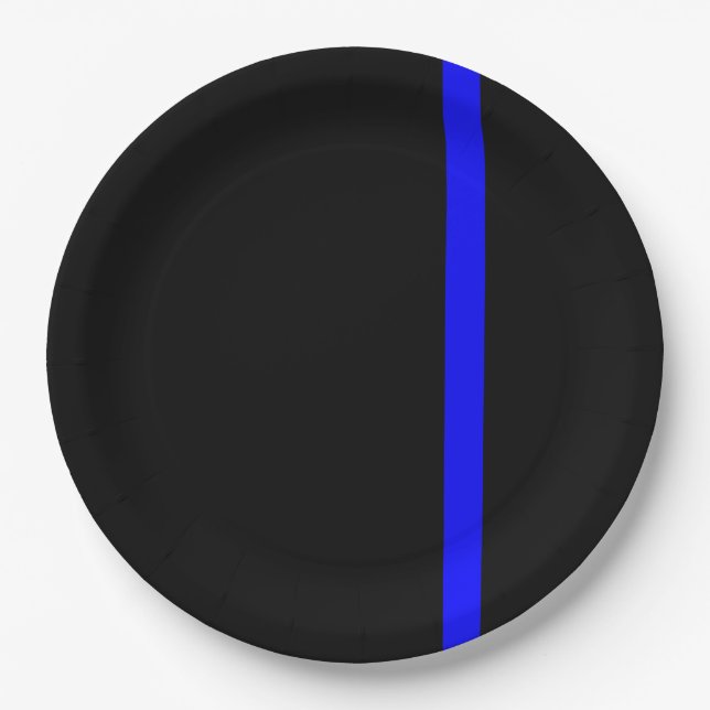 The Symbolic Thin Blue Line Vertical Style Paper Plates (Front)