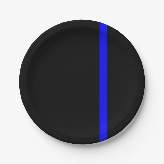 The Symbolic Thin Blue Line Vertical Style Paper Plates (Front)