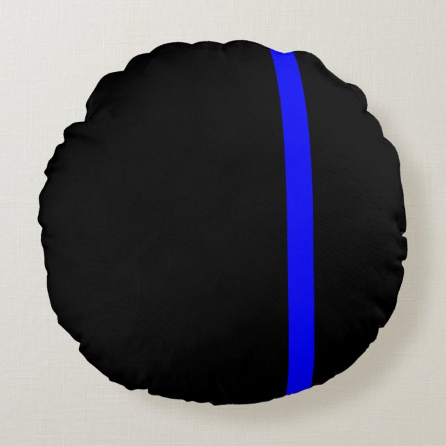 The Symbolic Thin Blue Line Vertical Style Round Pillow (Front)