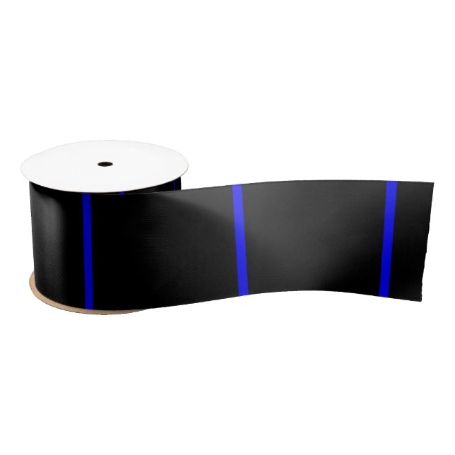 The Symbolic Thin Blue Line Vertical Style Satin Ribbon (Spool)