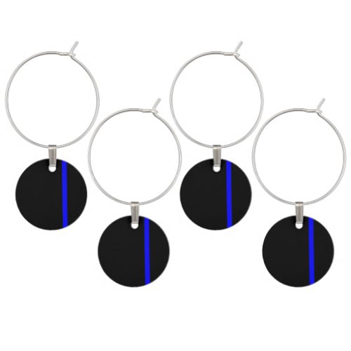 The Symbolic Thin Blue Line Vertical Wine Glass Charm