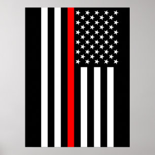 The Symbolic Thin Red Line American Flag Poster
