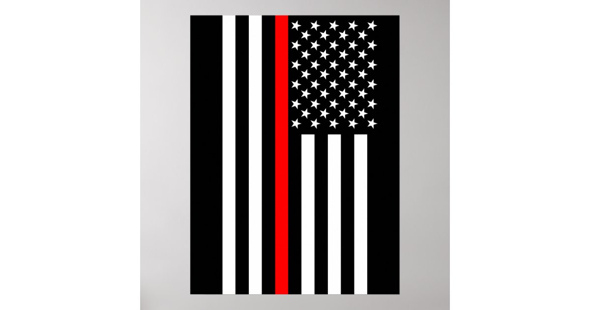 The Symbolic Thin Red Line American Flag Poster Zazzle