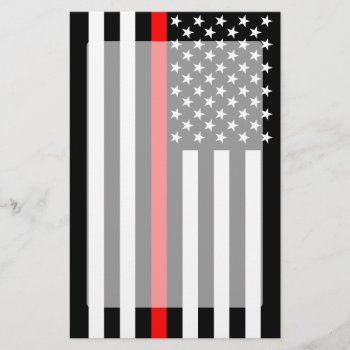 The Symbolic Thin Red Line American Flag Stationery by AmericanStyle at Zazzle