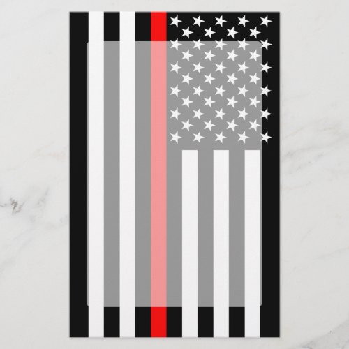The Symbolic Thin Red Line American Flag Stationery