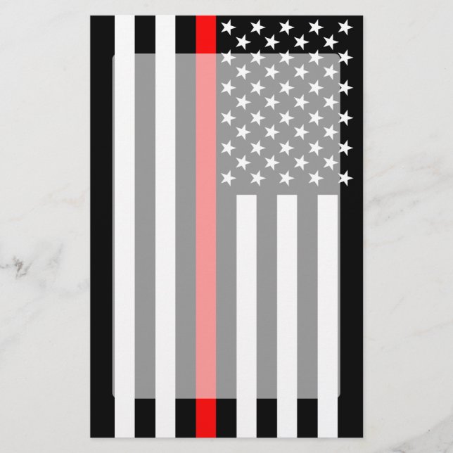 The Symbolic Thin Red Line American Flag Stationery (Front)