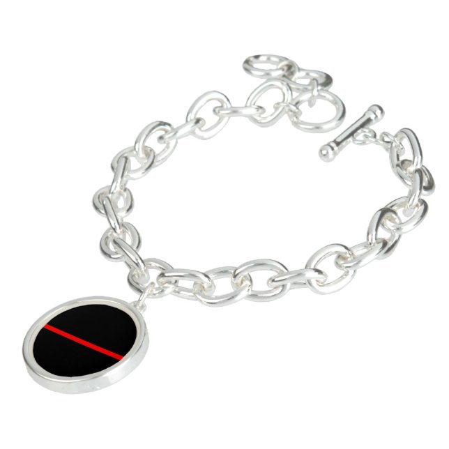 The Symbolic Thin Red Line Horizontal Black Bracelet (Side)